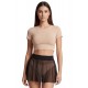 Mini jupe noire en résille transparente Stella - LSN3