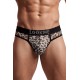 String en résille imprimé léopard gris - LM2501-57GREY