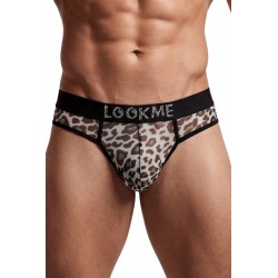 String en résille imprimé léopard gris - LM2501-57GREY