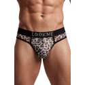 String en résille imprimé léopard gris - LM2501-57GREY