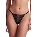 String noir en dentelle avec bijou cœur doré - PA02MBLK