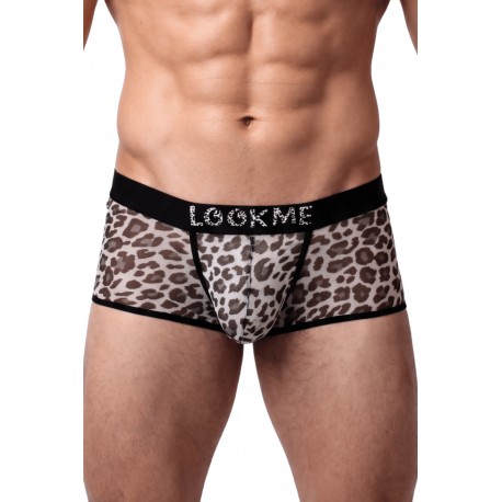 Boxer en résille imprimé léopard gris - LM2501-67GREY