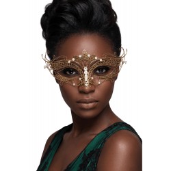 Masque vénitien Asia rigide doré avec strass - HMJ-028B