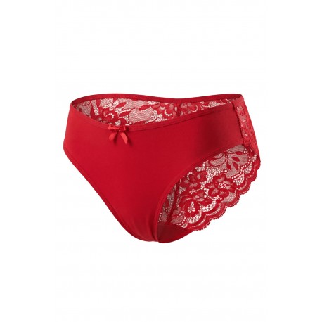 Culotte rouge en dentelle avec nœud en satin - PF09LRED