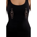 Bijoux de seins avec 3 chainettes doré rose et une perle - SO-0187