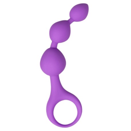 Chapelet anal 3 boules violet silicone 15 cm Pocket Pleasure 1 dosette lubrifiant