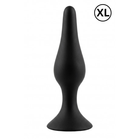 Plug Anal Noir en Silicone avec Ventouse Taille XL 15 cm Pocket Pleasure 1 dosette de lubrifiant
