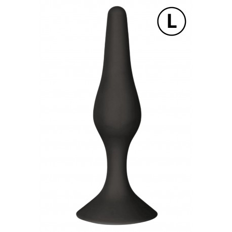 Plug Anal Noir en Silicone avec Ventouse Taille L 12,7 cm Pocket Pleasure 1 dosette de lubrifiant