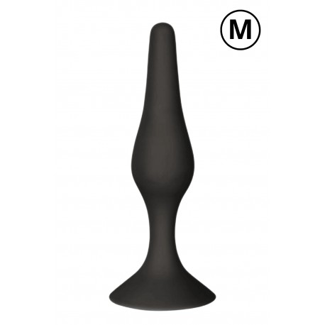 Plug Anal Noir en Silicone avec Ventouse Taille M 11,3 cm Pocket Pleasure 1 dosette de lubrifiant