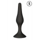 Plug Anal Noir en Silicone avec Ventouse Taille S 10,5 cm Pocket Pleasure 1 dosette de lubrifiant