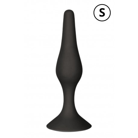 Plug Anal Noir en Silicone avec Ventouse Taille S 10,5 cm Pocket Pleasure 1 dosette de lubrifiant