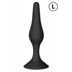 Plug Anal Noir en Silicone avec Ventouse Taille L 12,7 cm Pocket Pleasure 1 dosette de lubrifiant