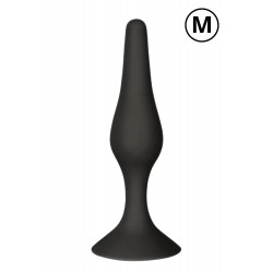 Plug Anal Noir en Silicone avec Ventouse Taille M 11,3 cm Pocket Pleasure 1 dosette de lubrifiant