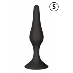 Plug Anal Noir en Silicone avec Ventouse Taille S 10,5 cm Pocket Pleasure 1 dosette de lubrifiant