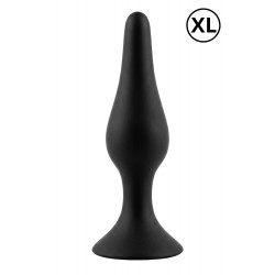 Plug Anal Noir en Silicone avec Ventouse Taille XL 15 cm Pocket Pleasure 1 dosette de lubrifiant