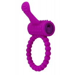 Anneau violet vibrant silicone avec langue picot Pocket Pleasure 1 dosette de lubrifiant
