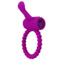 Anneau violet vibrant silicone avec langue picot Pocket Pleasure 1 dosette de lubrifiant