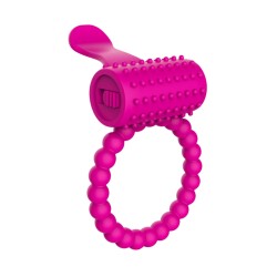 Anneau rose vibrant silicone avec langue picot Pocket Pleasure 1 dosette de lubrifiant