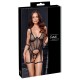 Ensemble Porte-Jarretelles String Ouvert Résille Noir - Cottelli