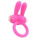 Anneau vibrant silicone rose avec oreilles de lapin - COR-003PNK