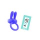 Anneau vibrant silicone bleu avec oreilles de lapin - COR-003BLU