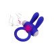 Anneau vibrant silicone bleu avec oreilles de lapin - COR-003BLU