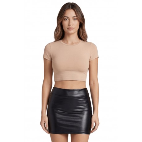 Jupe noire en simili cuir mat Sifia - LSL5-S