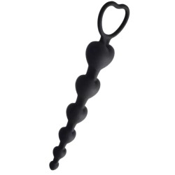 Chapelet Anal Cœur Silicone Noir 1 dosette de lubrifiant — Pocket Pleasure