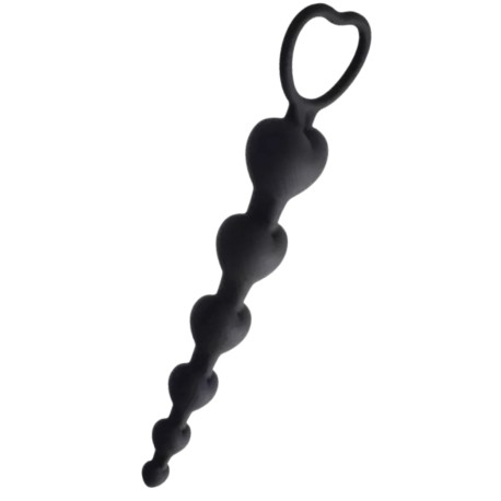 Chapelet Anal Cœur Silicone Noir 1 dosette de lubrifiant — Pocket Pleasure
