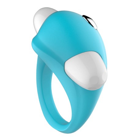 Cockring Vibrant Dauphin Bleu 1 dosette de lubrifiant — Pocket Pleasure