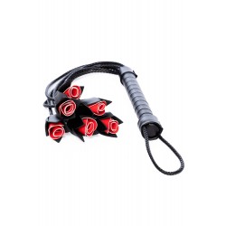 Fouet multi-lanières noir avec roses rouges décoratives - Mapalé