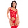 Ensemble 2 pièces rouge avec bustier en dentelle et jarretelles - Mapalé