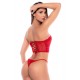 Ensemble 2 pièces bustier en dentelle rouge et string - Mapalé