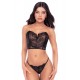 Ensemble 2 pièces bustier en dentelle et string noir - Mapalé