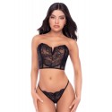 Ensemble 2 pièces bustier en dentelle et string noir - Mapalé