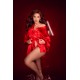 Peignoir court satiné rouge avec ceinture à nouer - Mapalé