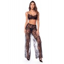 Ensemble 3 pièces en dentelle noire avec pantalon transparent - Mapalé
