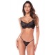 Ensemble 3 pièces en dentelle noire avec pantalon transparent - Mapalé