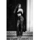 Ensemble 3 pièces en dentelle noire avec pantalon transparent - Mapalé