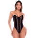 Body bustier en résille noir effet liquide avec laçage dos - Mapalé