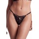 String noir en dentelle avec bijou et chaîne dorée - PM06G-BBLK