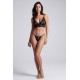 String noir en dentelle avec bijou et chaîne dorée - PM06G-BBLK
