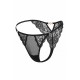 Tanga noir en dentelle avec bijou losanges dorés - PM01GBLK
