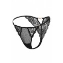 Tanga noir en dentelle avec bijou losanges dorés - PM01GBLK
