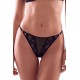 Tanga noir en dentelle avec bijou losanges dorés - PM01GBLK