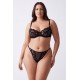 Tanga noir en dentelle avec bijou losanges dorés - PM01GBLK