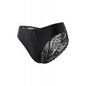 Culotte noire en dentelle avec nœud en satin - PF09LBLK