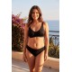 Culotte noire en dentelle avec nœud en satin - PF09LBLK