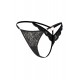 String noir en dentelle avec bijou cœur doré - PA02MBLK