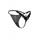 String noir en dentelle avec bijou cœur doré - PA02MBLK